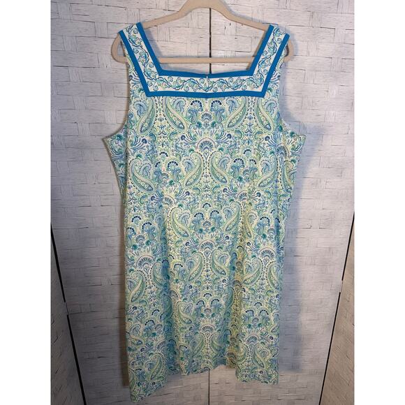 Talbots women’s dress square neck bodycon Paisley sheath feminine plus size - Picture 2 of 10